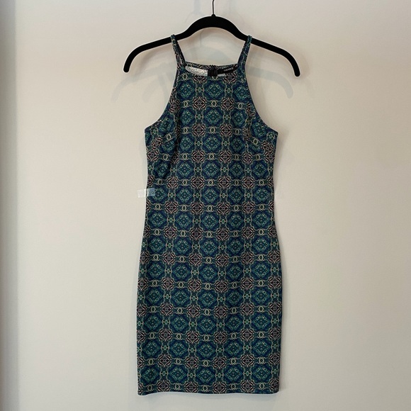 Forever 21 Blue Print Mini/Midi Bodycon Dress - Picture 1 of 7